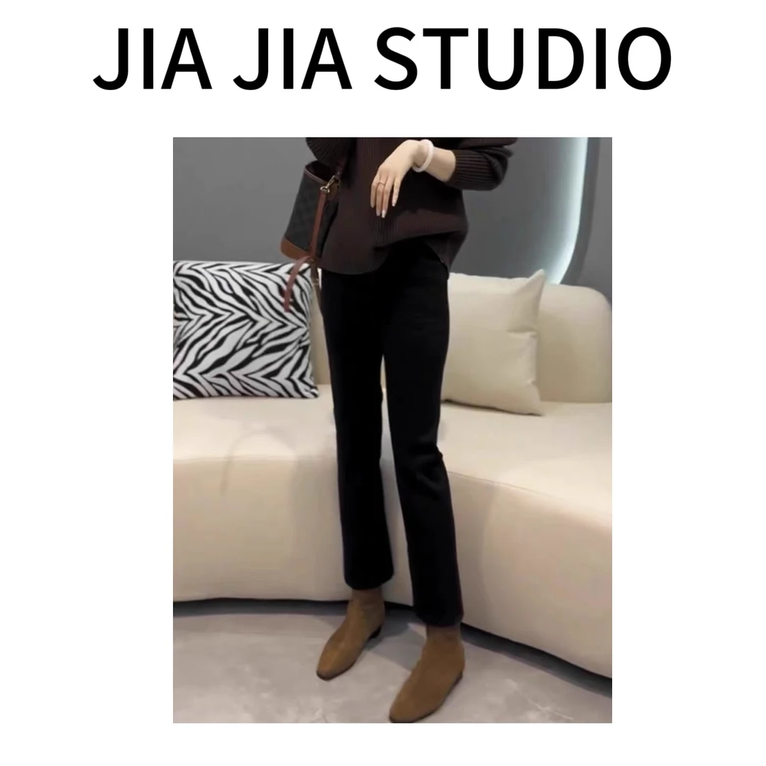 嘉嘉推荐#5559 【重磅定制 加绒加厚款】时尚百搭牛仔烟管裤