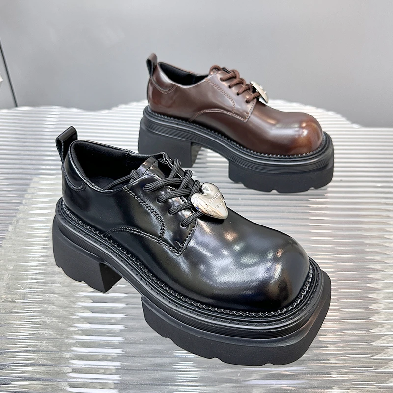 厚底真皮欧货通勤春秋单鞋2024春季新款英伦风小皮鞋8822
