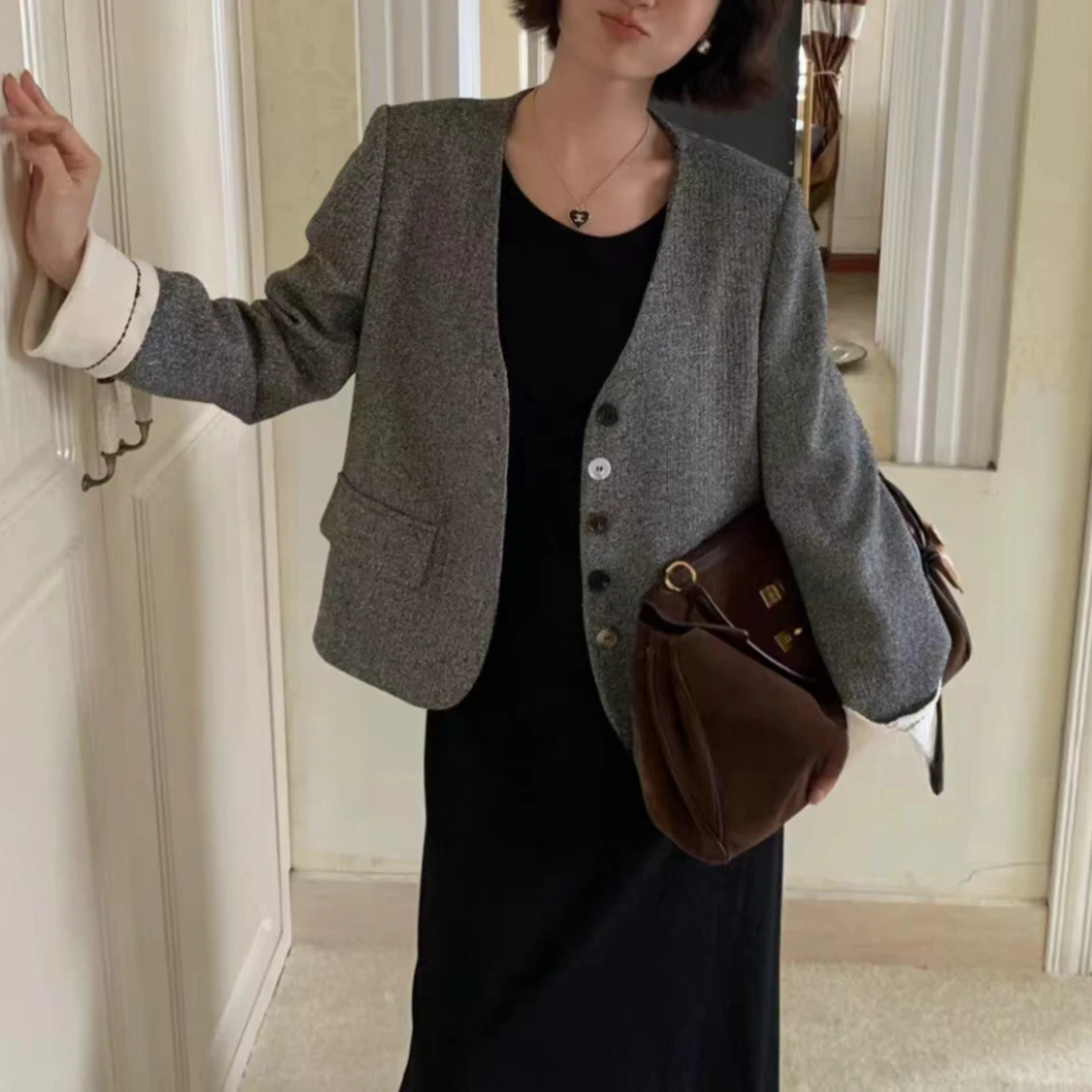 3036号11875#秋百搭复古显瘦休闲小外套