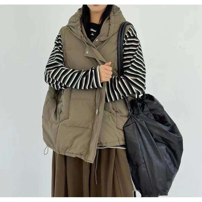 3134号5011#秋冬连帽休闲百搭双口袋填充马甲 J31