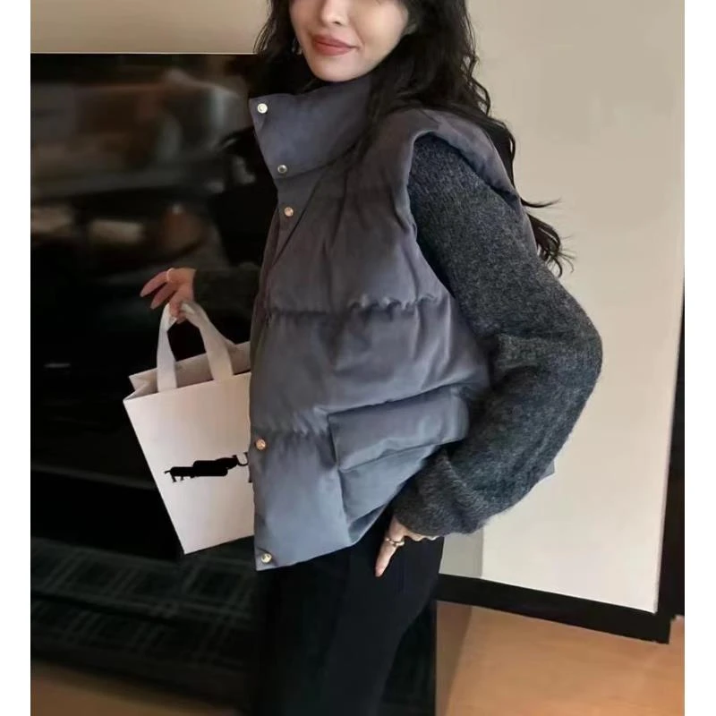 3128号#2160#秋冬韩系绒感休闲双口袋填充马甲G7-31
