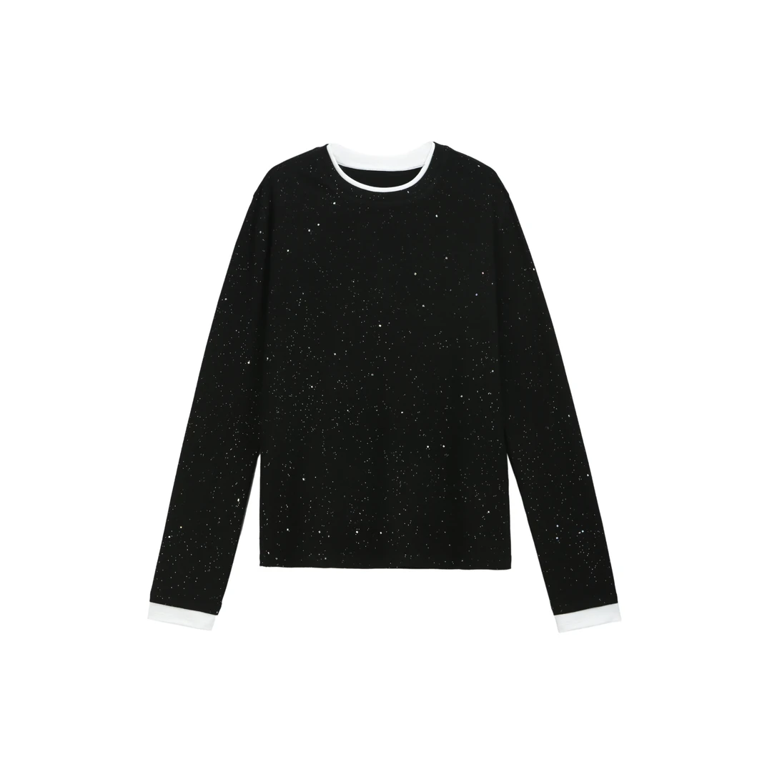 李子木先生星空拼接打底衫女内搭可外穿洋气2024新款圆领长袖T恤