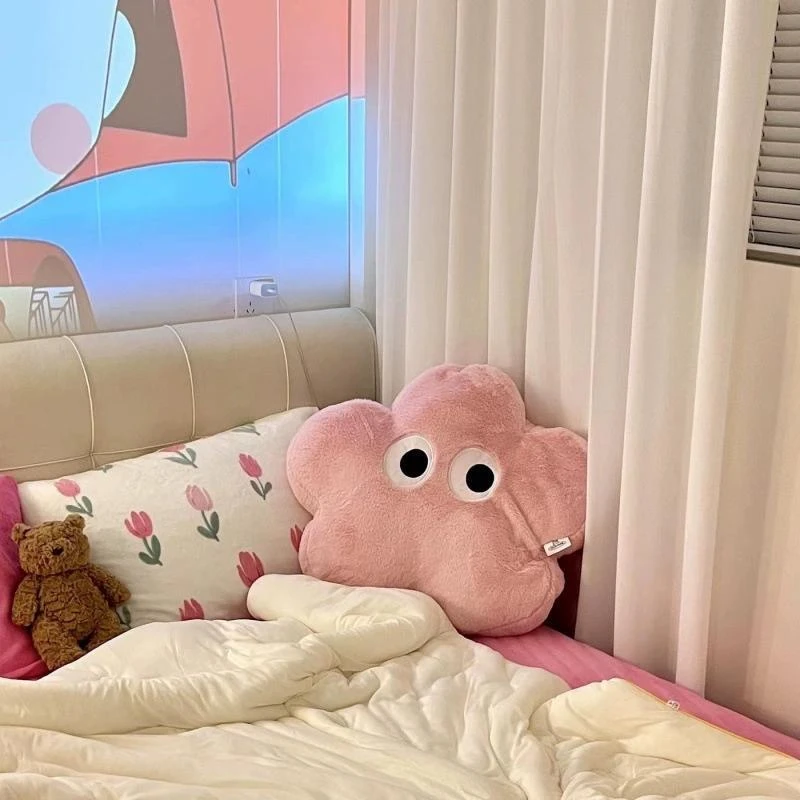 ins风可爱粉花花抱枕沙发床头靠枕陪睡安抚毛绒玩偶520礼物生日