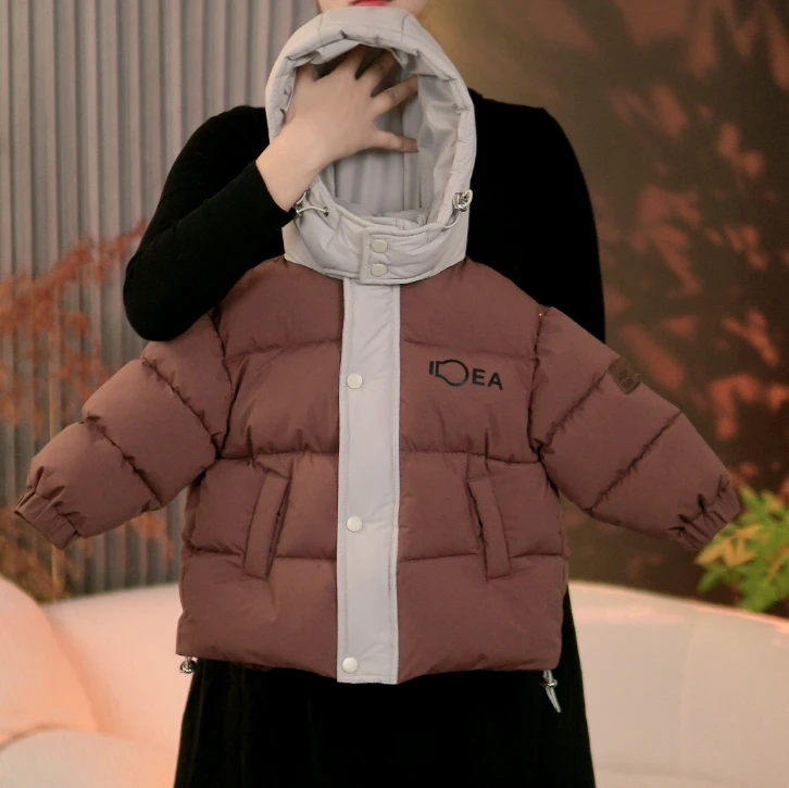 2024男女款新款冬款加厚连帽个性潮流保暖儿童防风防水外套棉衣潮