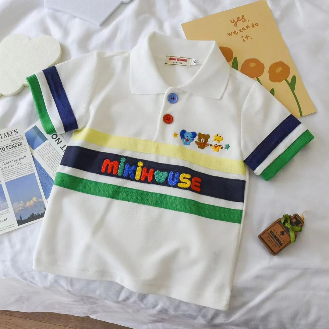 Mikiclever经典新款男女宝宝刺绣短袖儿童 潮牌poloT恤休闲童装