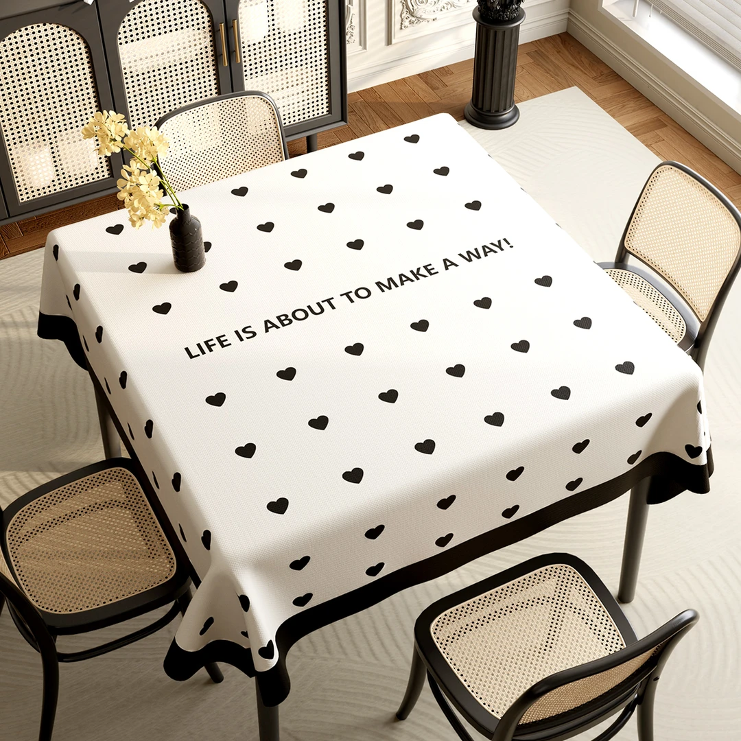 简约风方桌桌布免洗防水防油防烫方形盖布轻奢高级感2024餐桌桌布