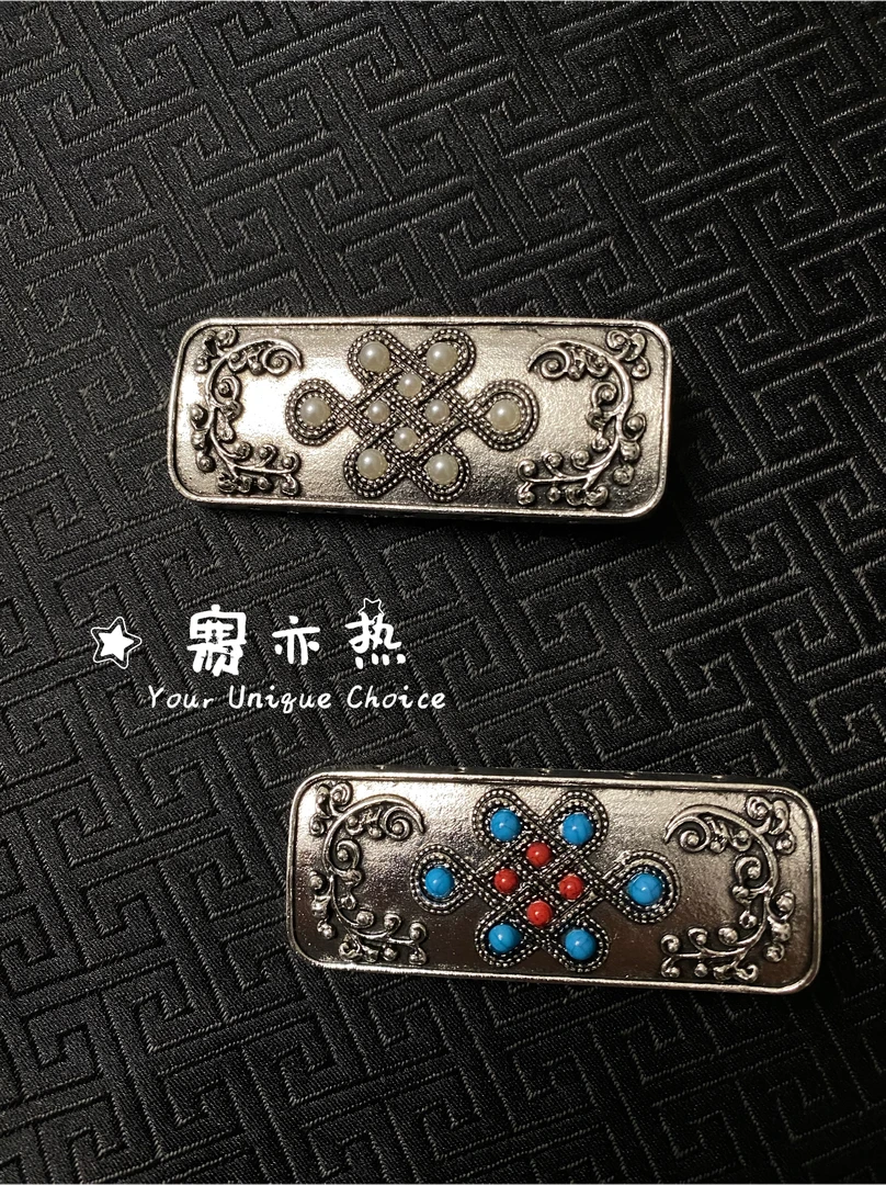 赛亦热 纯手工民族风 蒙古族元素发夹网红发卡饰品创意头饰（一对）