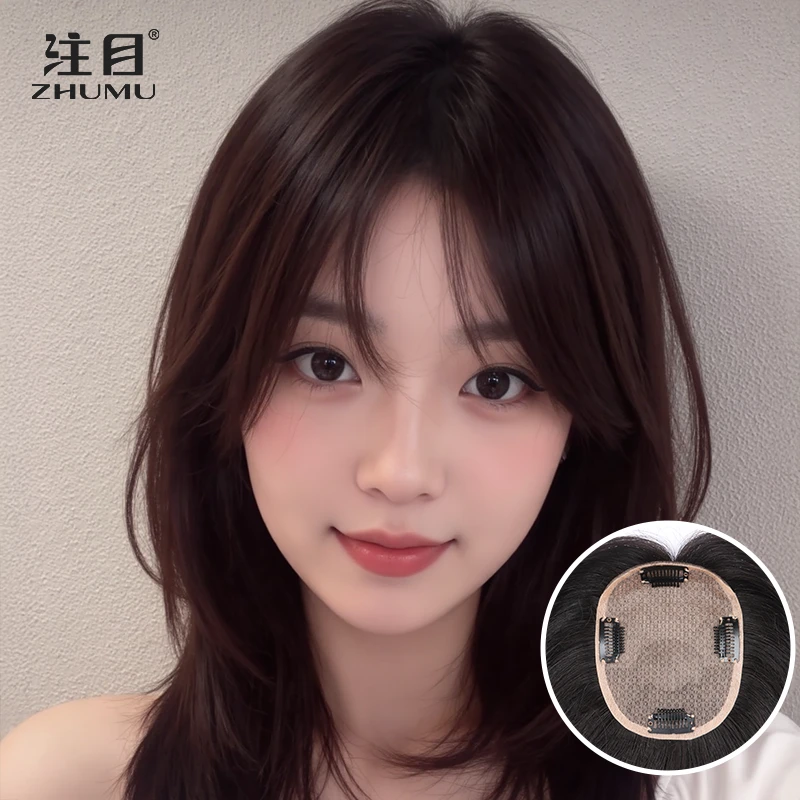 【手工双递针】10*13蓬松高颅顶头顶隐形补发真假发片头顶