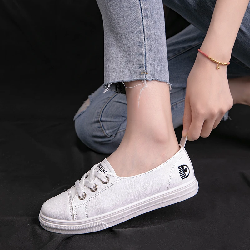 【专柜真皮品质】夏秋季鞋一脚蹬小白鞋休闲板鞋平底鞋百搭鞋子