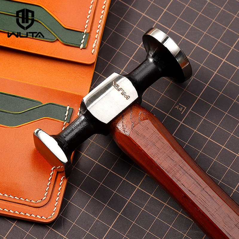 双头方圆高碳钢锤子DIY手工皮具安装敲击工具敲线榔头胡桃木手柄