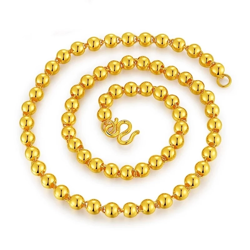 合金项链 宏泰珠宝项链男女款链子空心光珠光面圆珠佛珠不易掉色