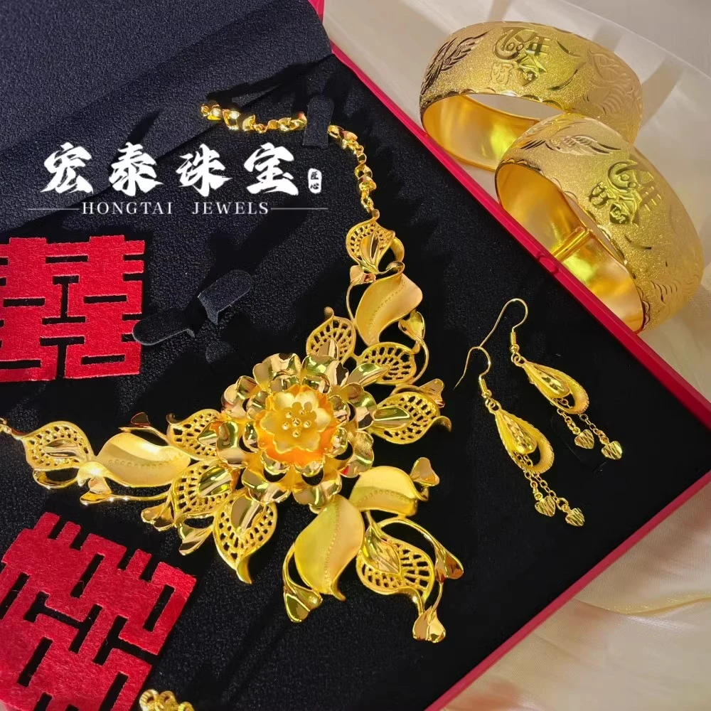 铜合金项链 民族风磨砂花朵项链傣族特色泼水节节日饰品百搭服饰