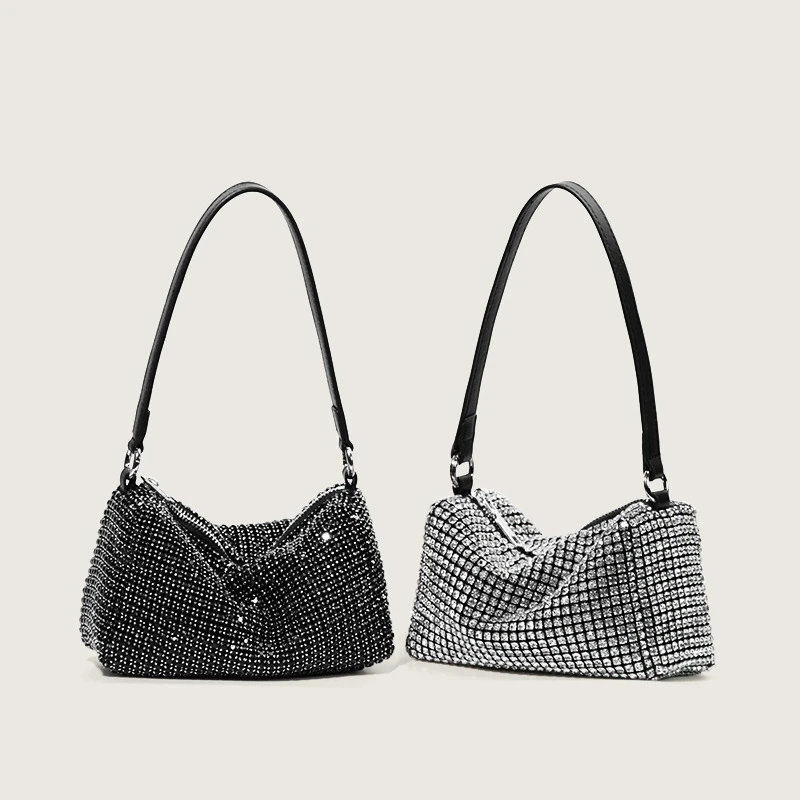 小众大王水钻包轻奢新款百搭满钻钻石包腋下包手提链条小方包现货