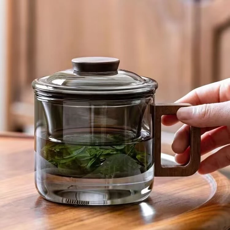 高硼硅玻璃茶杯耐高温办公室茶水大容量水杯分离茶杯玻璃高档耐热