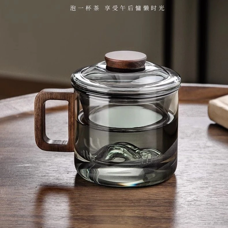 高硼硅玻璃茶水杯茶杯玻璃杯家用过滤泡茶杯加厚茶大容量高档茶香