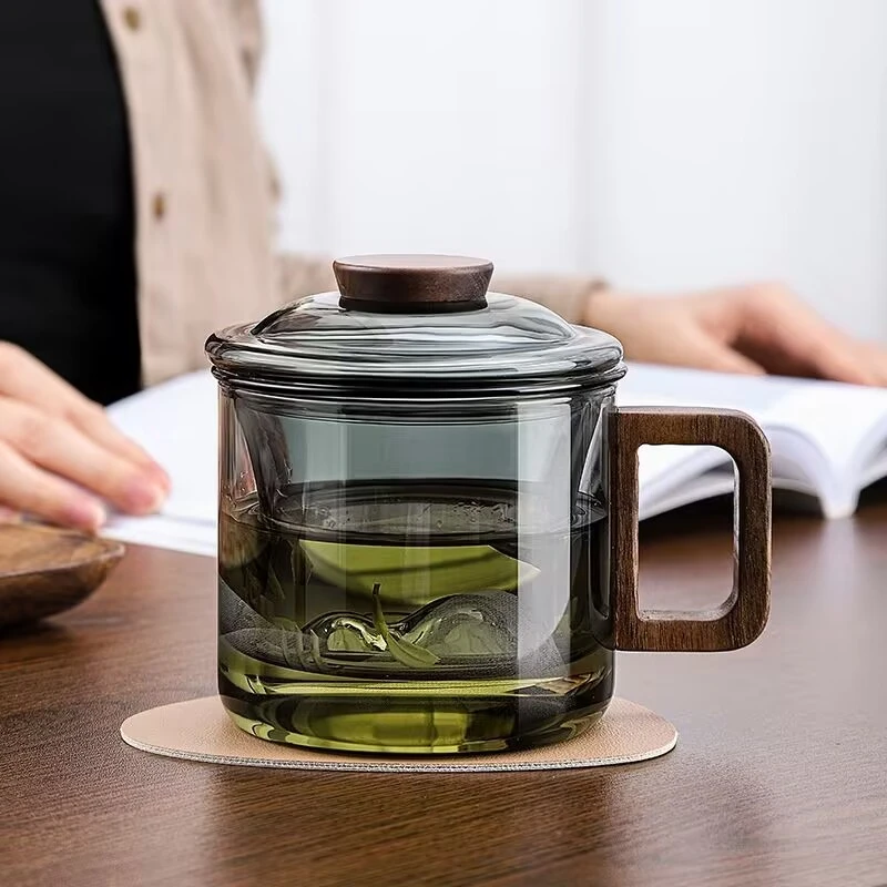 耐热加厚大容量泡茶杯带盖透明家用过滤日式茶水分离茶壶泡茶专用