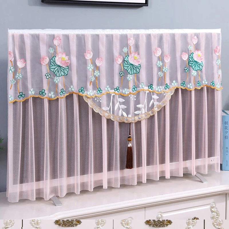 新款电视罩防尘罩蕾丝电视套台式挂式通用电视罩液晶曲面电视罩布