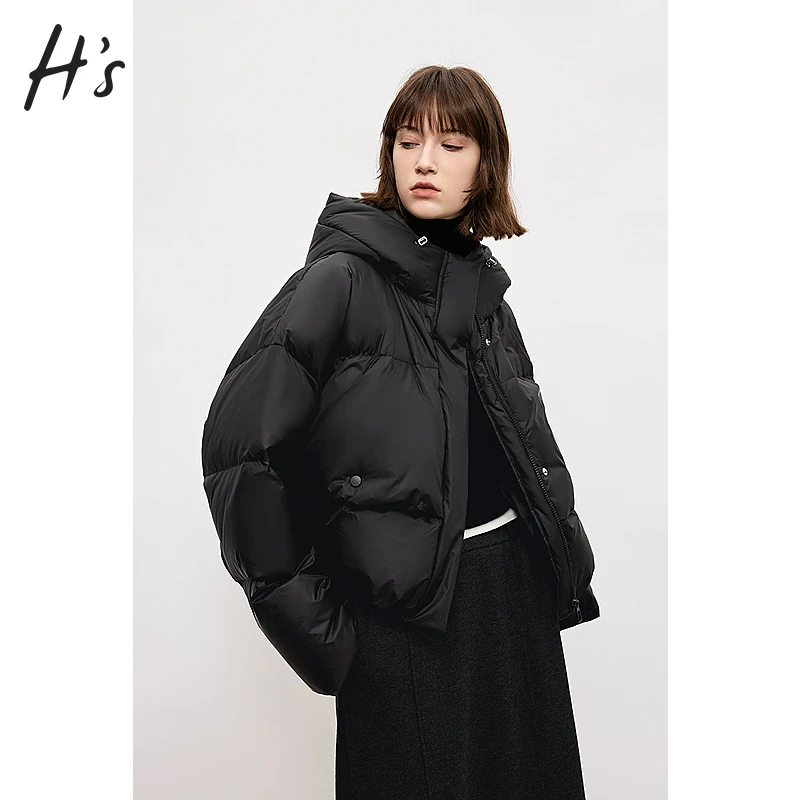 【反季"放"价】HS短款廓形连帽羽绒服冬女装挺括舒适外套
