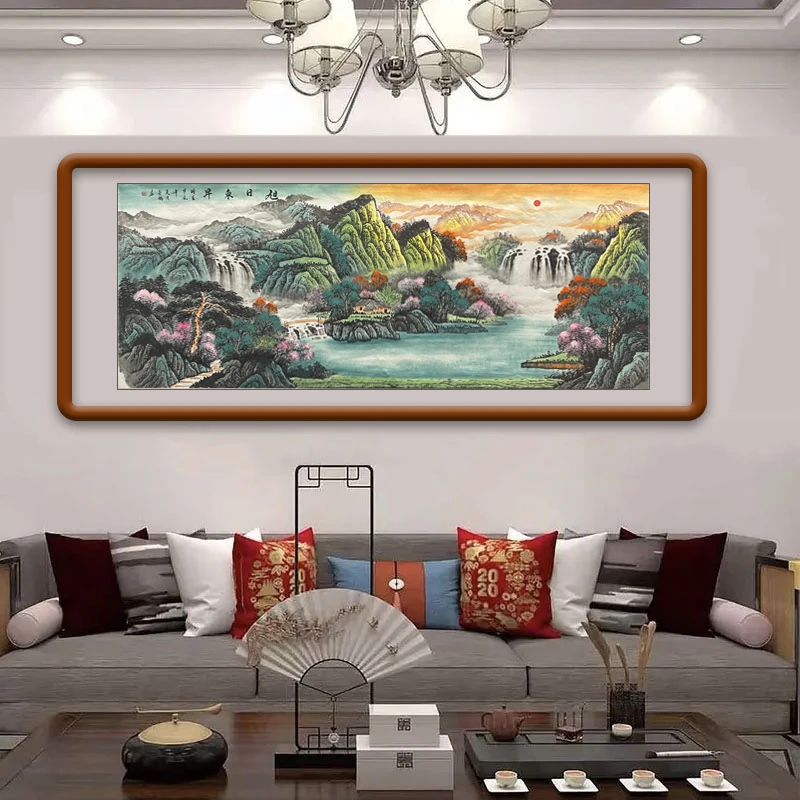 【旭日东升】国画纯手绘画芯尺寸240*100未装裱