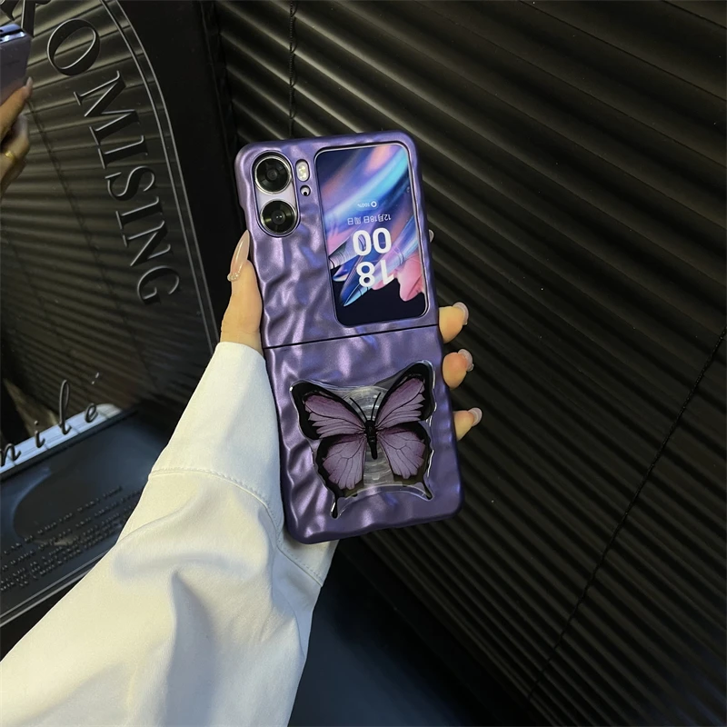 适用OPPOFindN2Flip手机壳折叠屏褶皱烤漆壳n2flip时尚防摔保护壳
