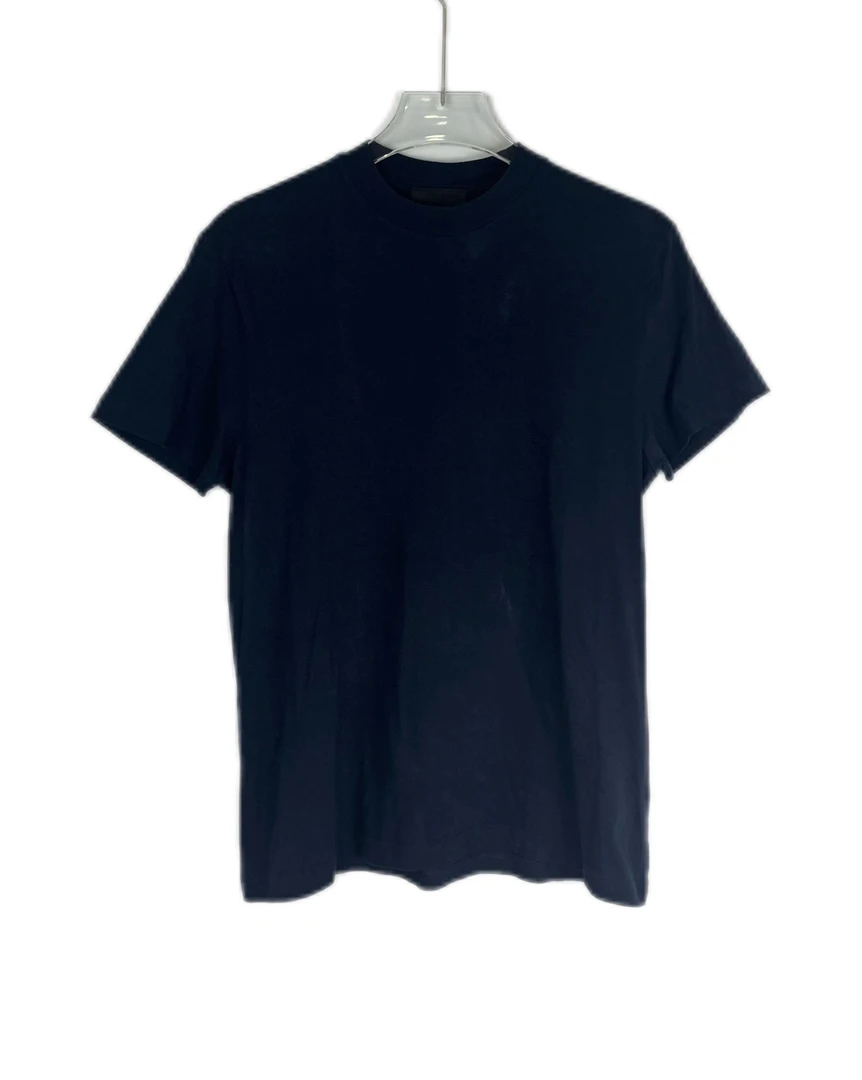 95新 8098922 Prada 普拉达 倒三角刺绣圆领短袖T恤 藏青色 M码