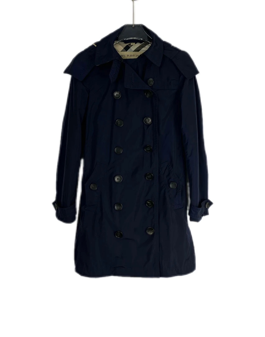 99新 9225785 Burberry 博柏利 双排扣连帽长袖腰带款风衣 UK6