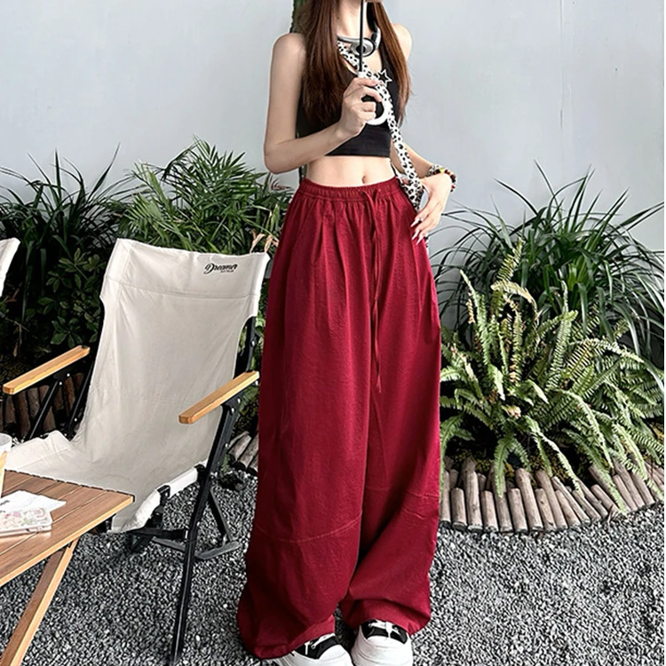 实拍美式宽松阔腿裤女2025秋季新款高腰显瘦阔腿裤速干运动女裤