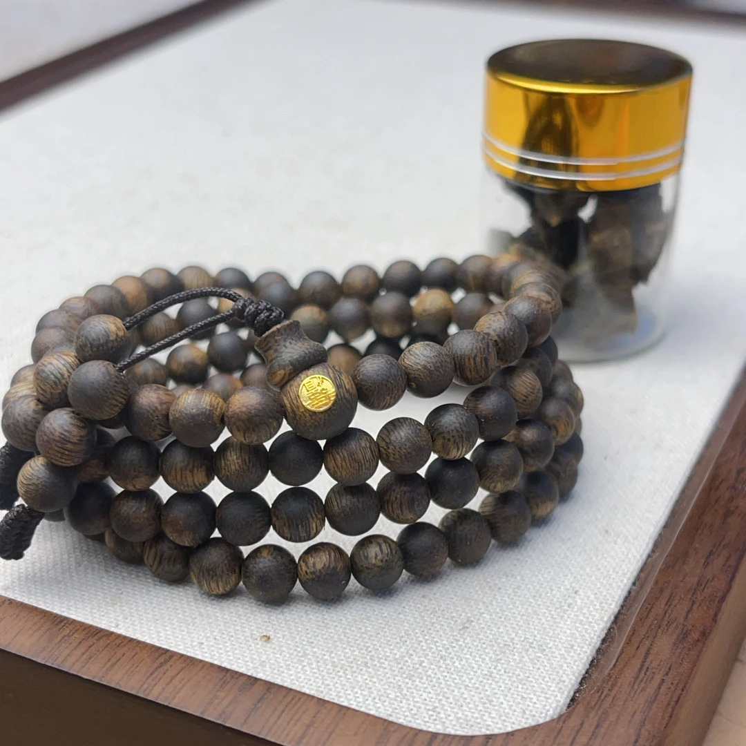 沉香【珊木居】S380 红骨凹身0.6多圈沉香 24K 金标版 送沉水原料5g