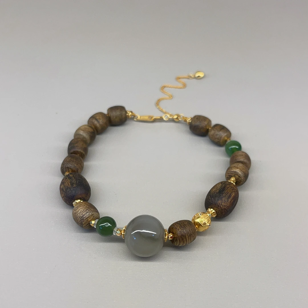 沉香【珊木居】S1425JY 海南莺歌绿棋沉香直切diy单圈手串