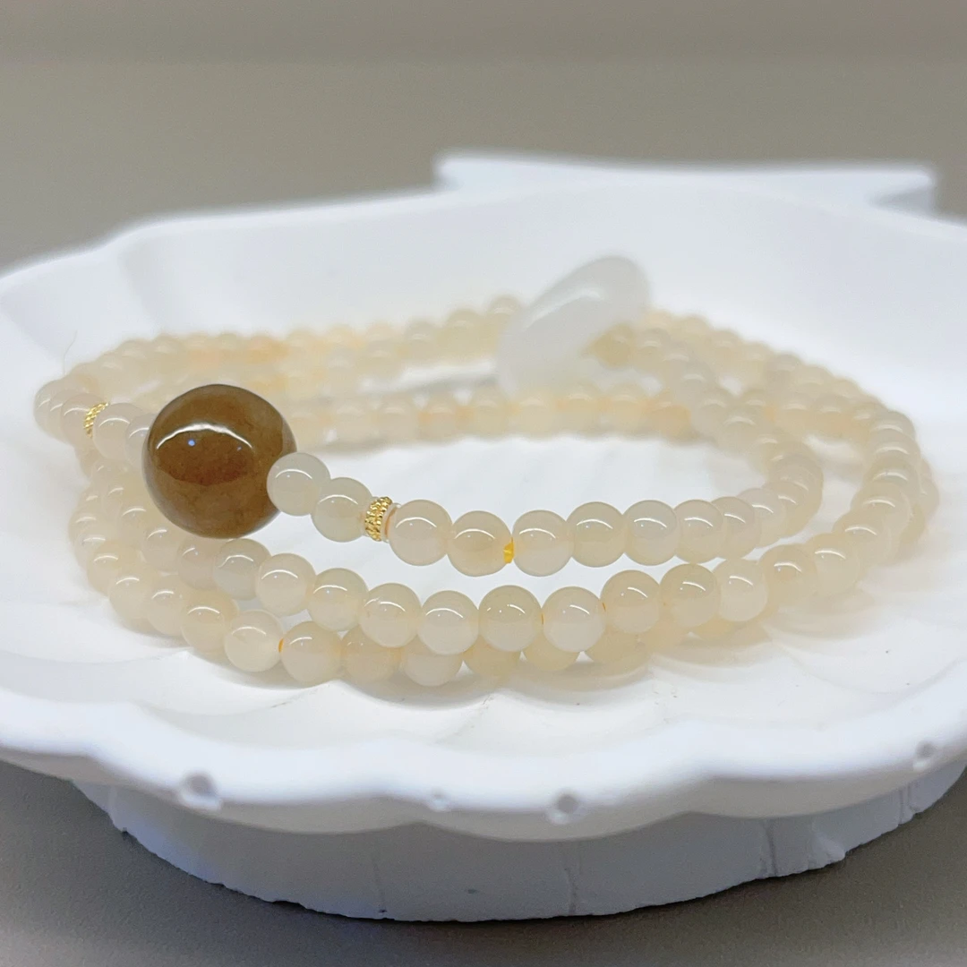 【珊木居】S1217MD 玉露 糖玉1.0蜂蜜水0.4跑环和田玉多圈手串