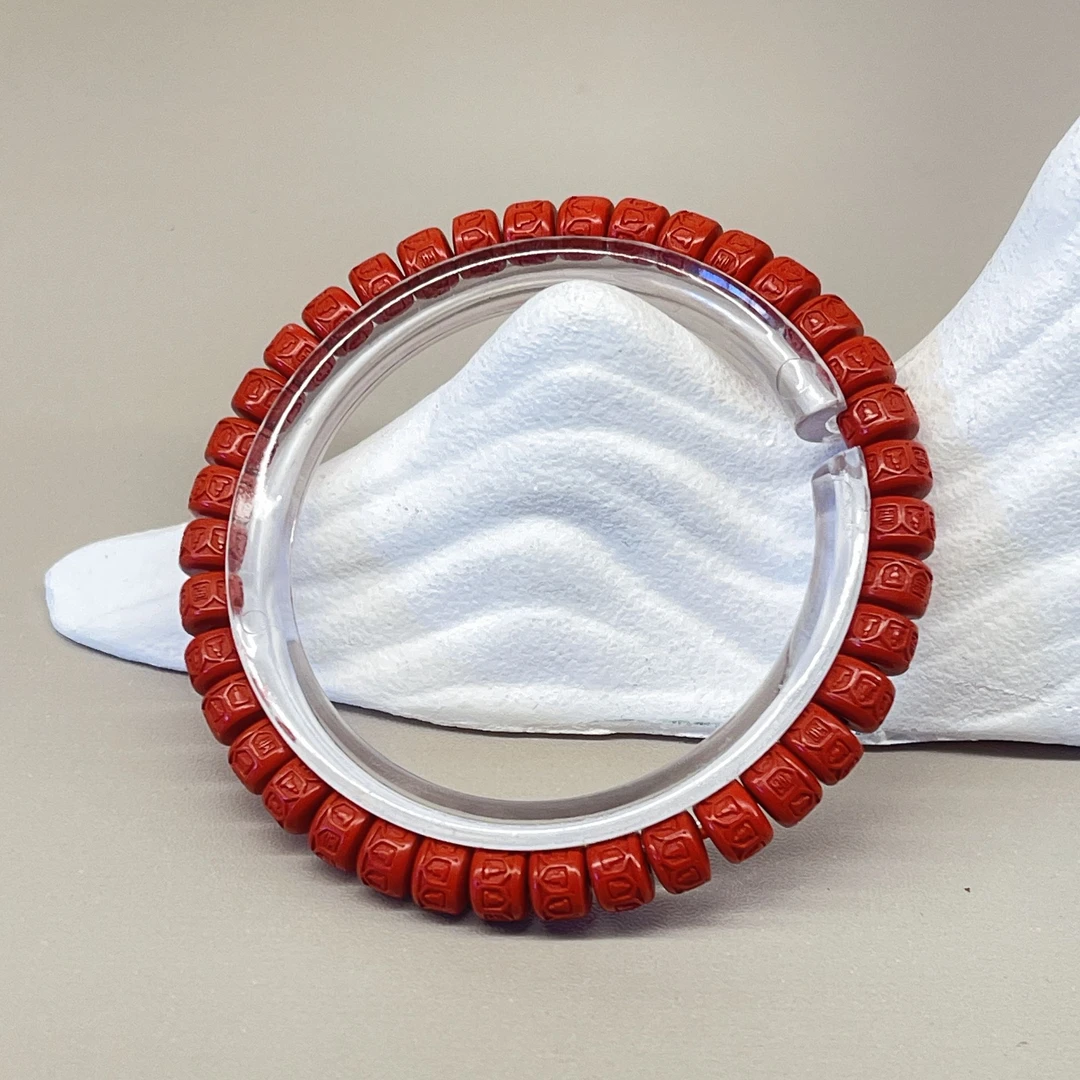 天然辰砂【珊木居】QT193MD 百佛 帝王砂朱砂4*6直切单圈手串