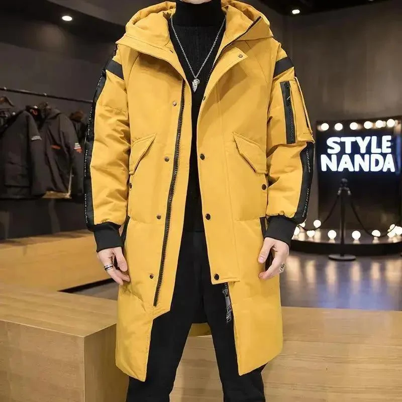 2023新款过膝派克服加厚中长款男士羽服冬季白鸭外套潮羽绒衣时尚