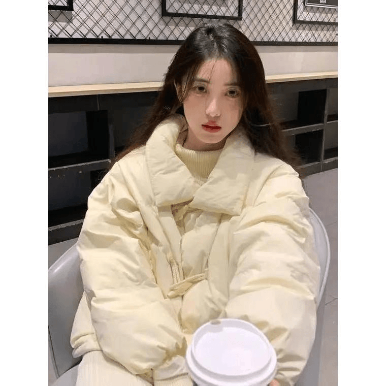 复古牛角扣羽服女2023冬季新款设计感小众韩版加厚短款面包服宽松