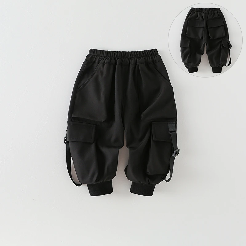 【热推爆款】男童工装裤春秋新款长裤韩版大口袋束脚裤子AK573