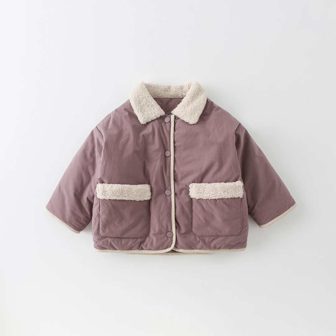 【现货】儿童棉服冬季2024新款中小童男童韩版拼接翻领外套AW685