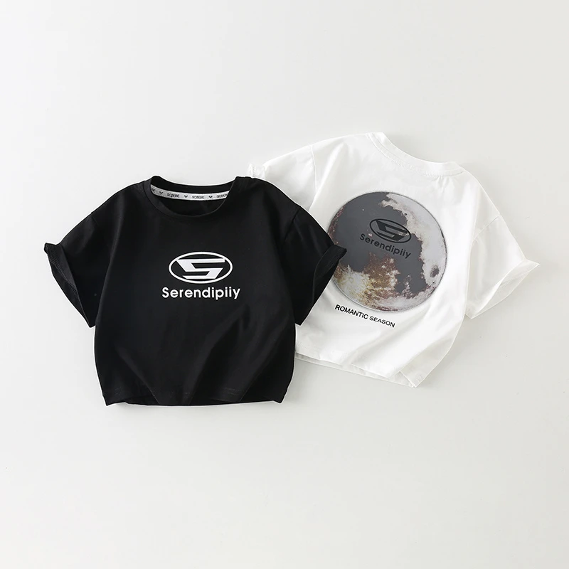 【现货】儿童T恤夏季新款男童纯色百搭休闲洋气印花短袖AX628