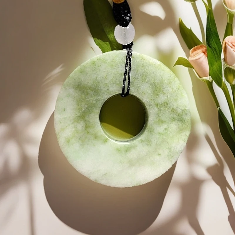 独山玉平安扣平安环，50×50×7.6mm，天然玉石（有石纹，介意勿拍）A472