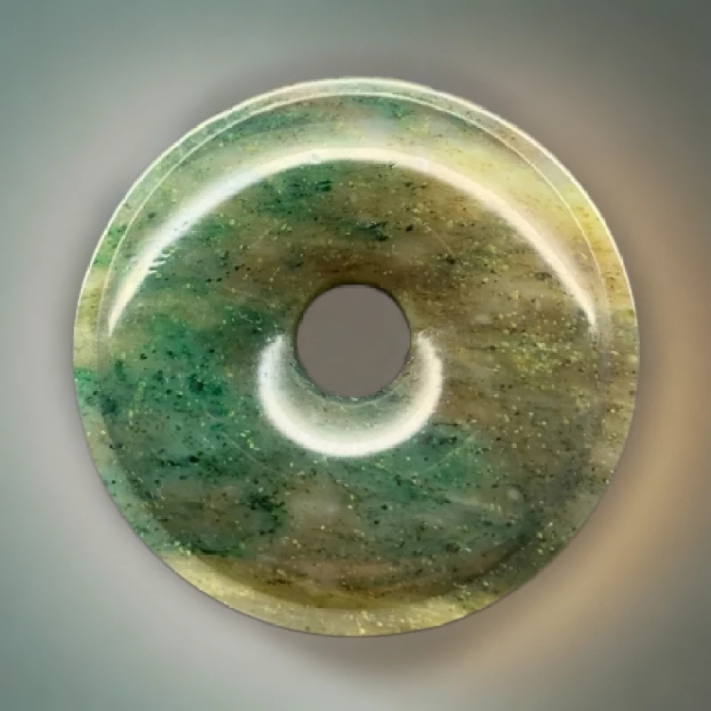 天然独山玉男女款平安扣吊坠毛衣链天然玉石有色线A361：50×11