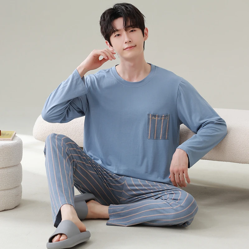 男士睡衣长袖长裤休闲春秋季居家可外穿夏学生秋冬薄款家居服套装
