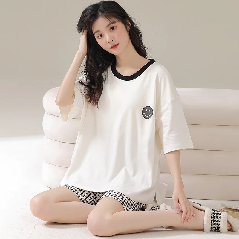 带胸垫睡衣女短袖短裤夏季学生居家休闲套装夏天薄款可外穿家居服