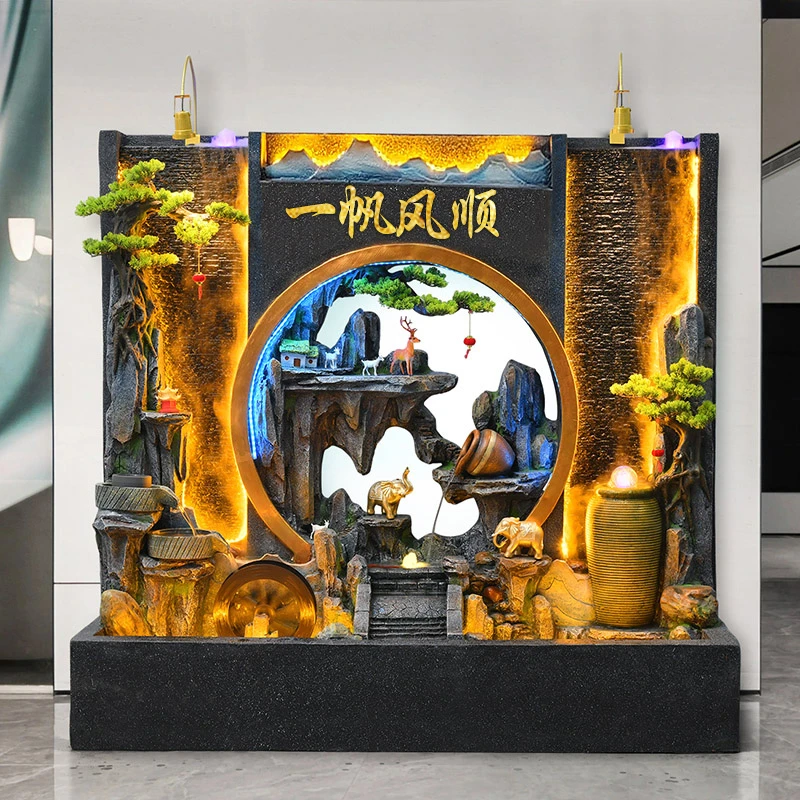 庭院花园流水喷泉水幕墙流水景观影壁公司大堂假山喷泉鱼池屏风