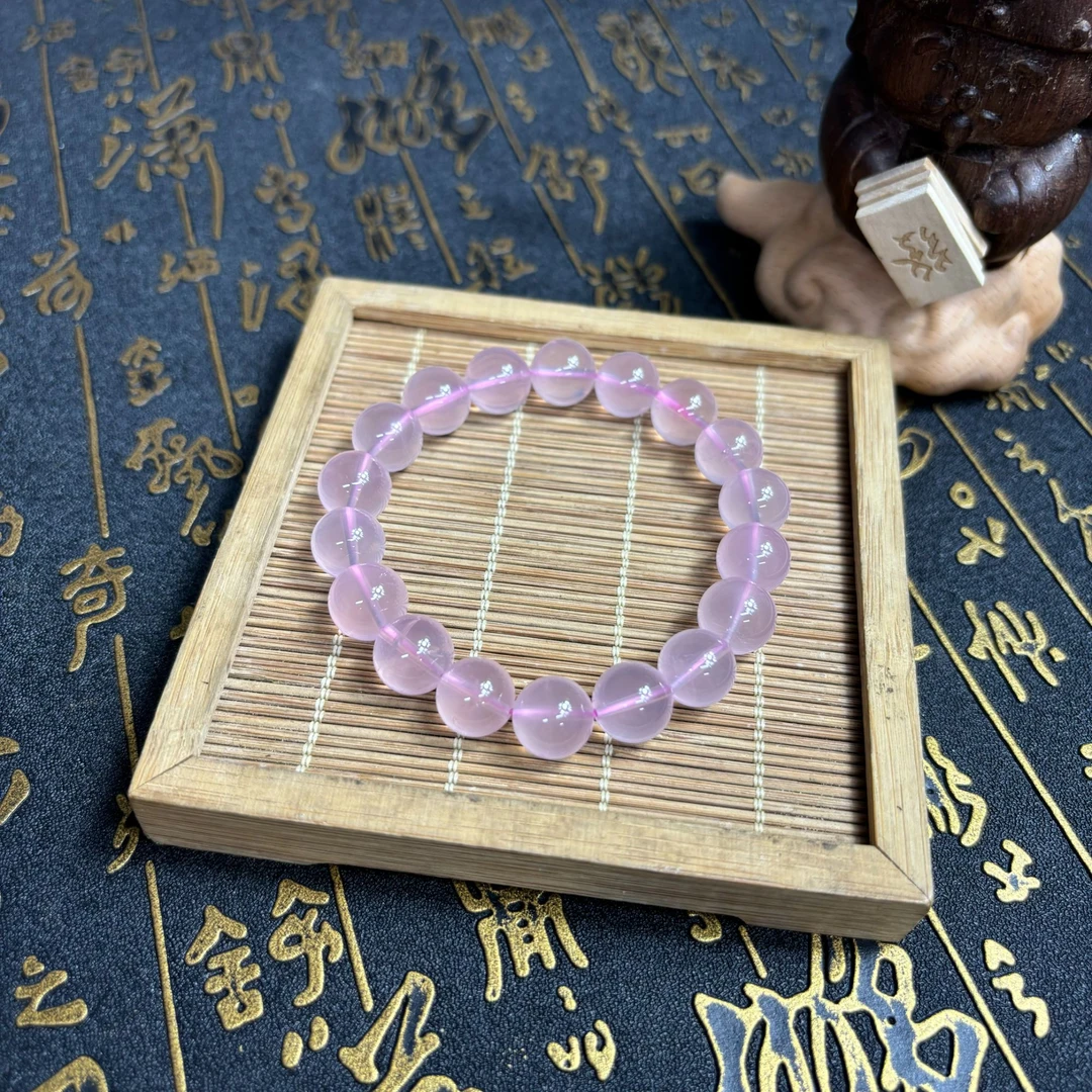 【奶爸珠宝】高货星光粉水晶手串12mm+ 143