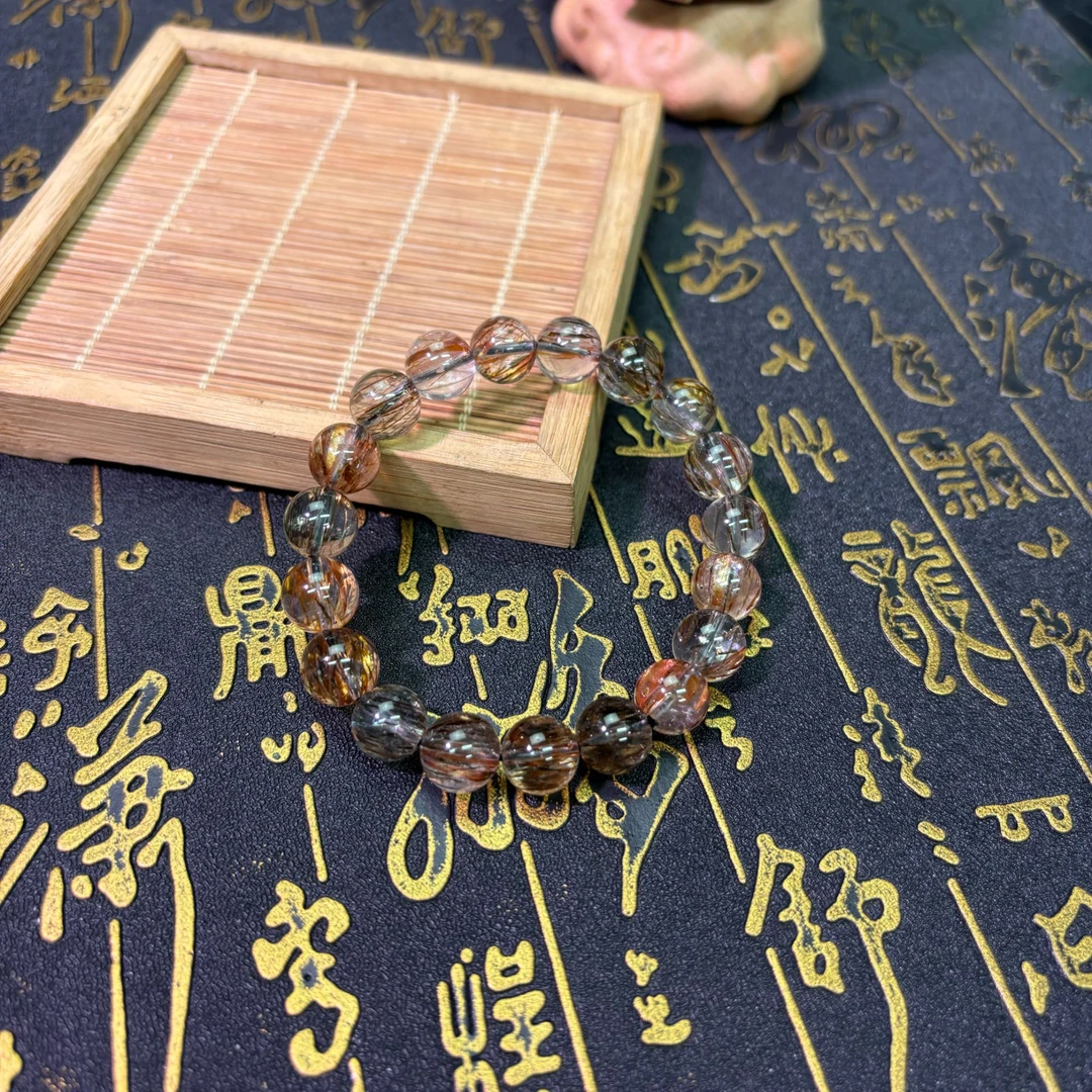 【奶爸珠宝】高货黑金超水晶手串17cm左右手围多样性发其一 584