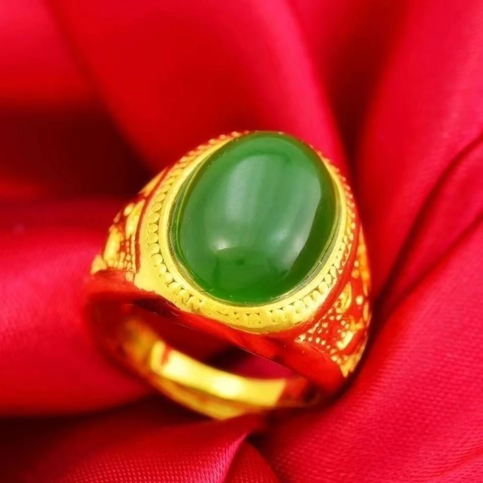【新年福利】男士戒指绿色椭圆形戒指男款