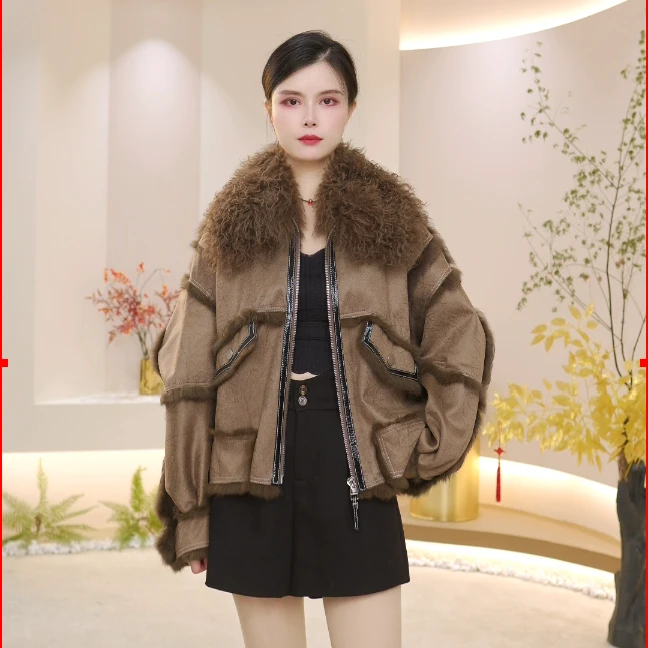 【凌儿专属】6170冬季兔皮羊毛皮皮毛一体高级时尚上衣外套女