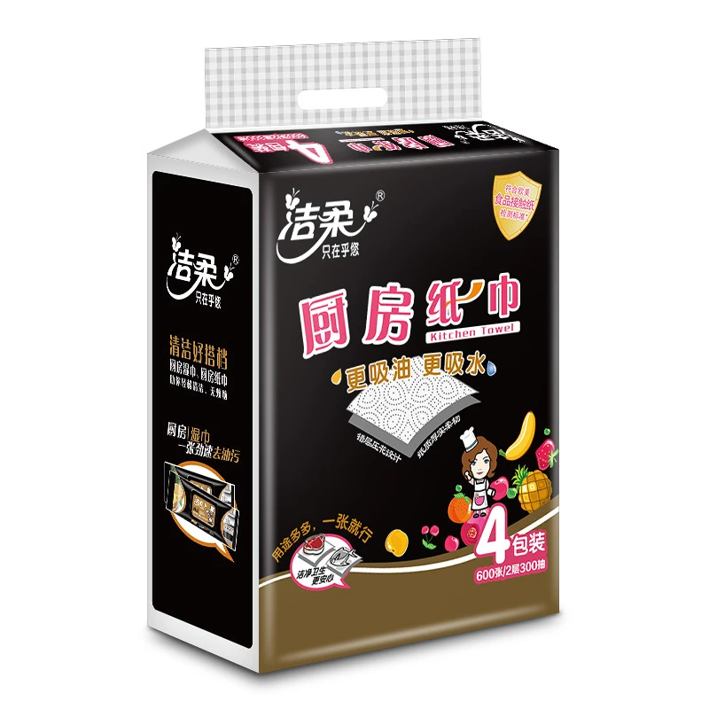 加厚水洗厨房专用纸一次性纸质厨房用纸吸水去油75抽2层4包家用厚