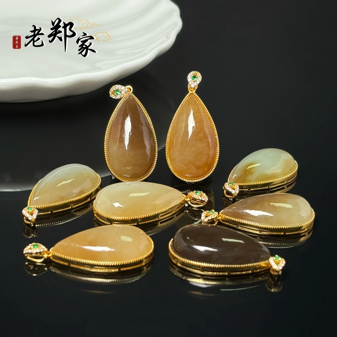 【老郑家】925银和田玉水滴挂件 (多样性发1件不带链) 2666-1