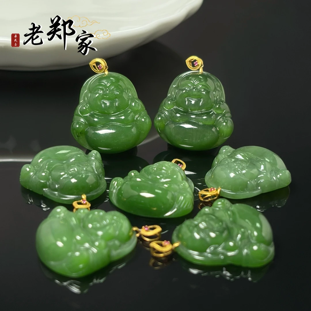 【老郑家】18K金镶和田玉佛公挂件（多样性发一件）不带链972