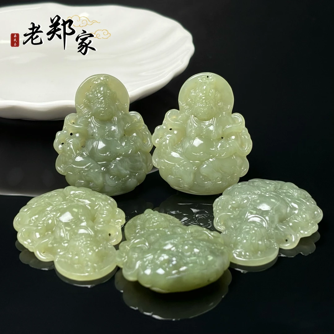 【老郑家】和田玉黄财神挂件 (多样性发一件) HDY131