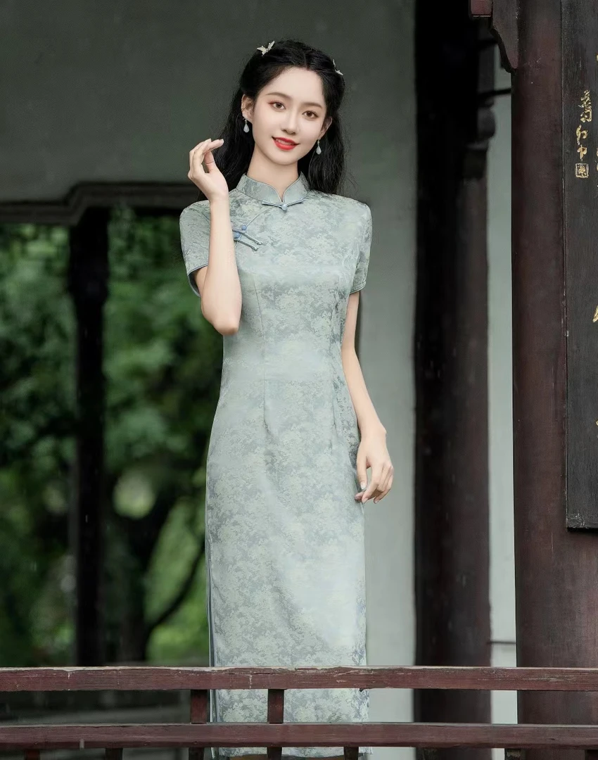 GUXI/故汐上新国风旗袍高端夏季显瘦气质修身日常 中式旗袍中长款